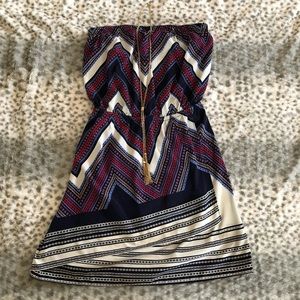 Strapless Boho Print Lined Summer Dress